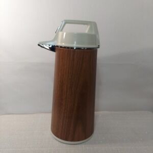 Vintage Everest Airpot Thermal Pump Dispenser for Hot/Cold Drinks 15" Wood Grain